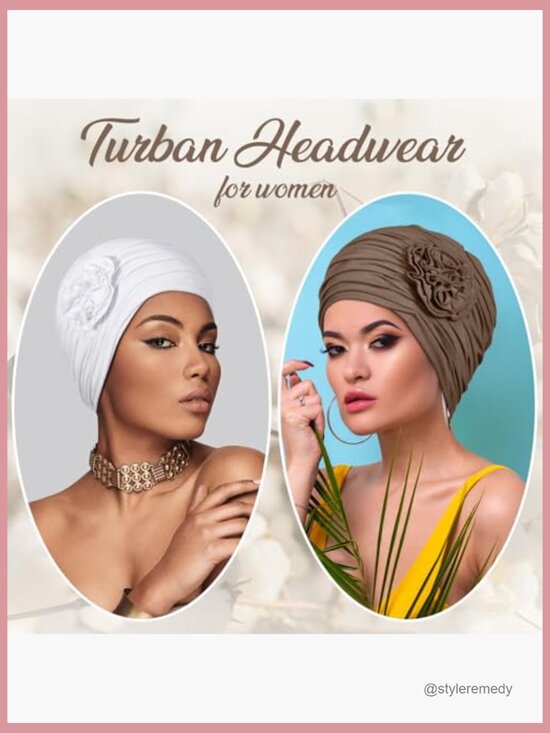4 Pack Cotton Chemo Turban Beanie Soft Headwrap Elastic Hair Scarf main image 5